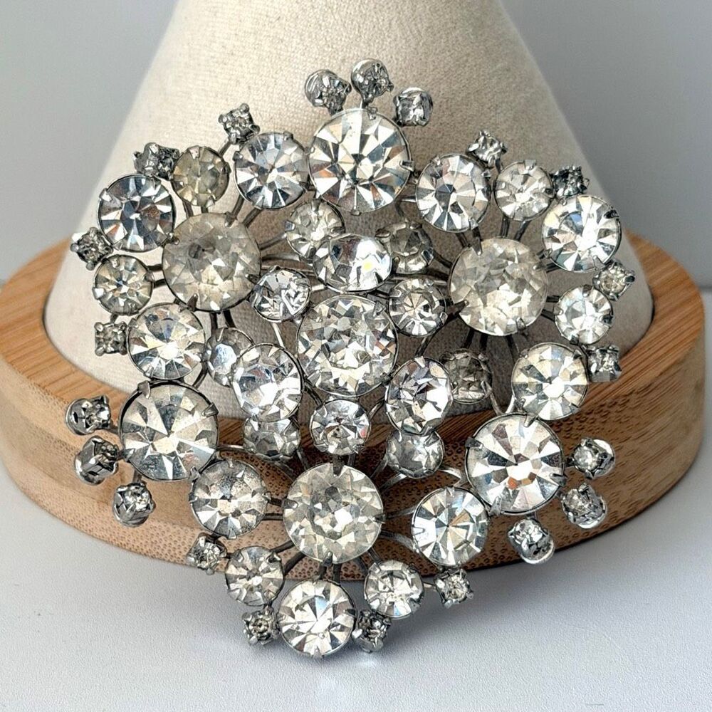 Vintage "By Gale" Signed Rhinestone Cluster Brooch 1950s
